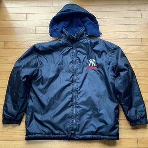 Mens adidas NY Yankees fleece interior jacket. Removable zip off hood Size med